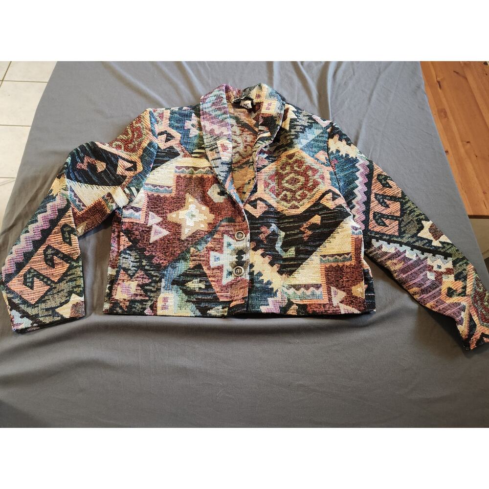 Vintage Starfire Blazer Women's Size 12 L Aztec Southwestern Button Retro Blazer